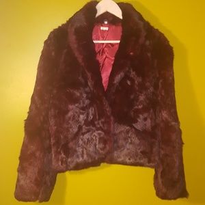 Vintage crimson rabbit fur jacket